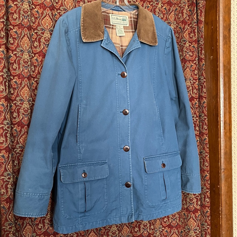 WM XL LLBEAN Flannel lined Blue Barn Chore Adirondack Coat Excellent Condition